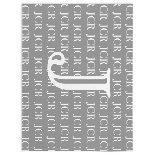 Custom Monogram Minky Blanket Grey