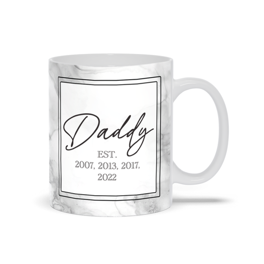 Daddy Est. Grey Marble Mugs