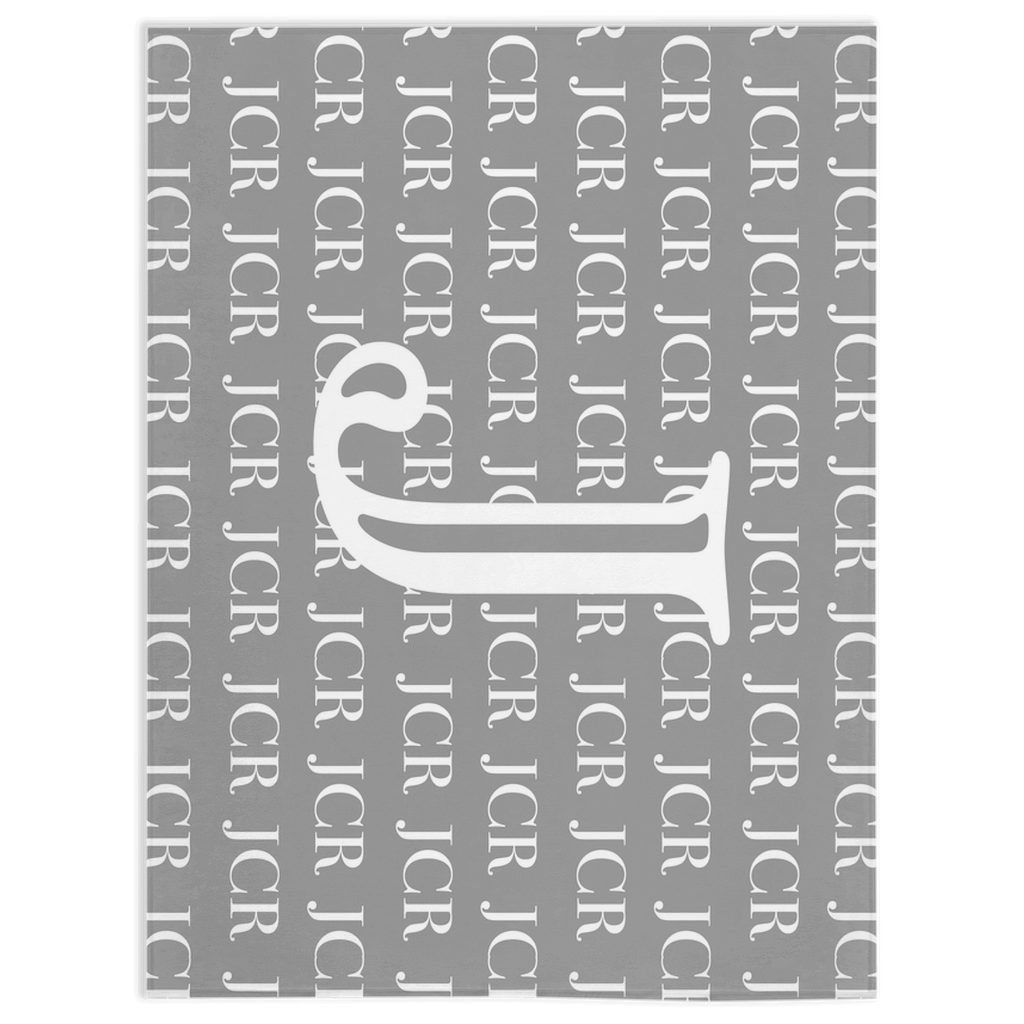 Custom Monogram Minky Blanket Grey