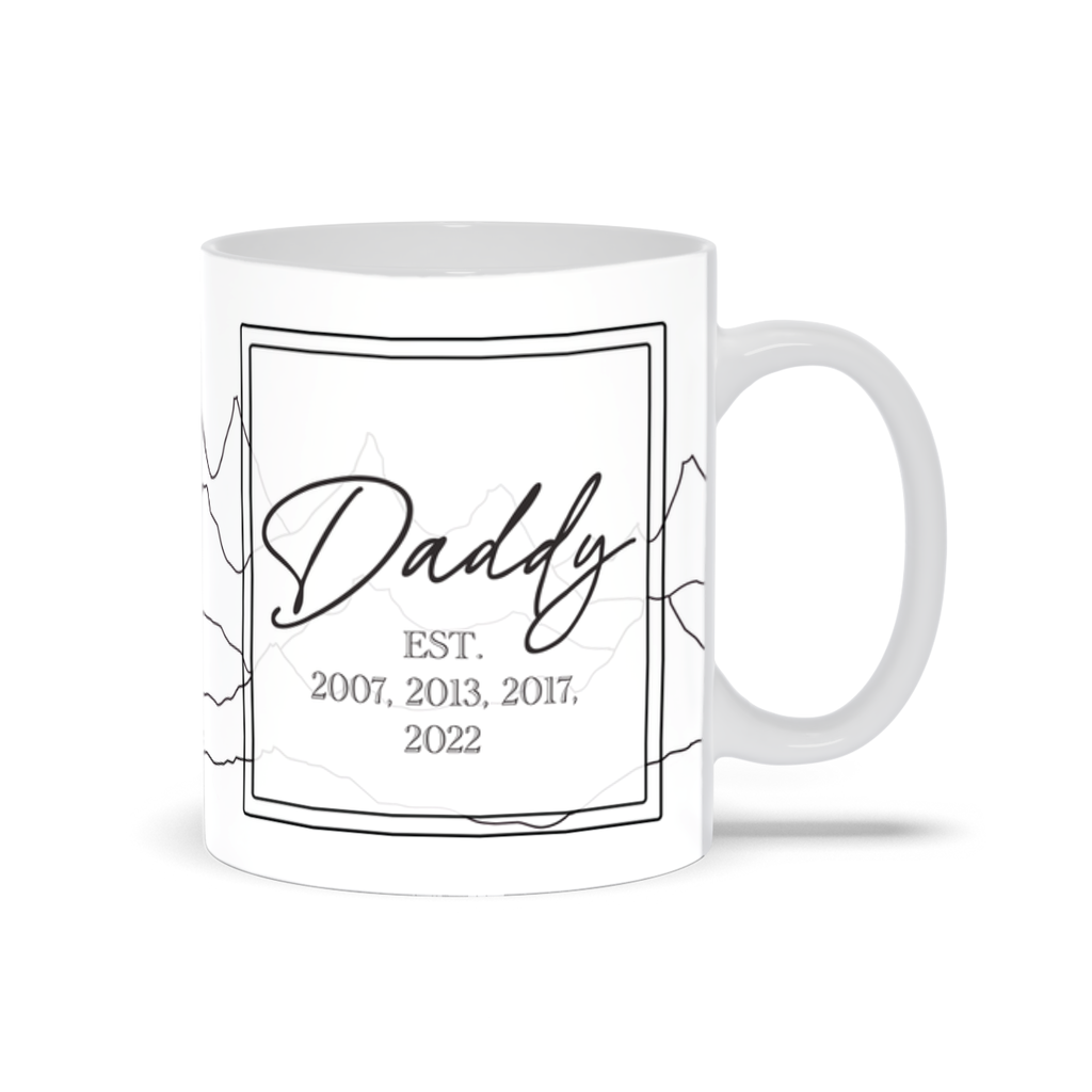 Daddy Est. Year Mountain Line Mug
