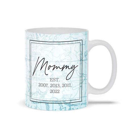 Mommy Est. Year World Traveler Mug